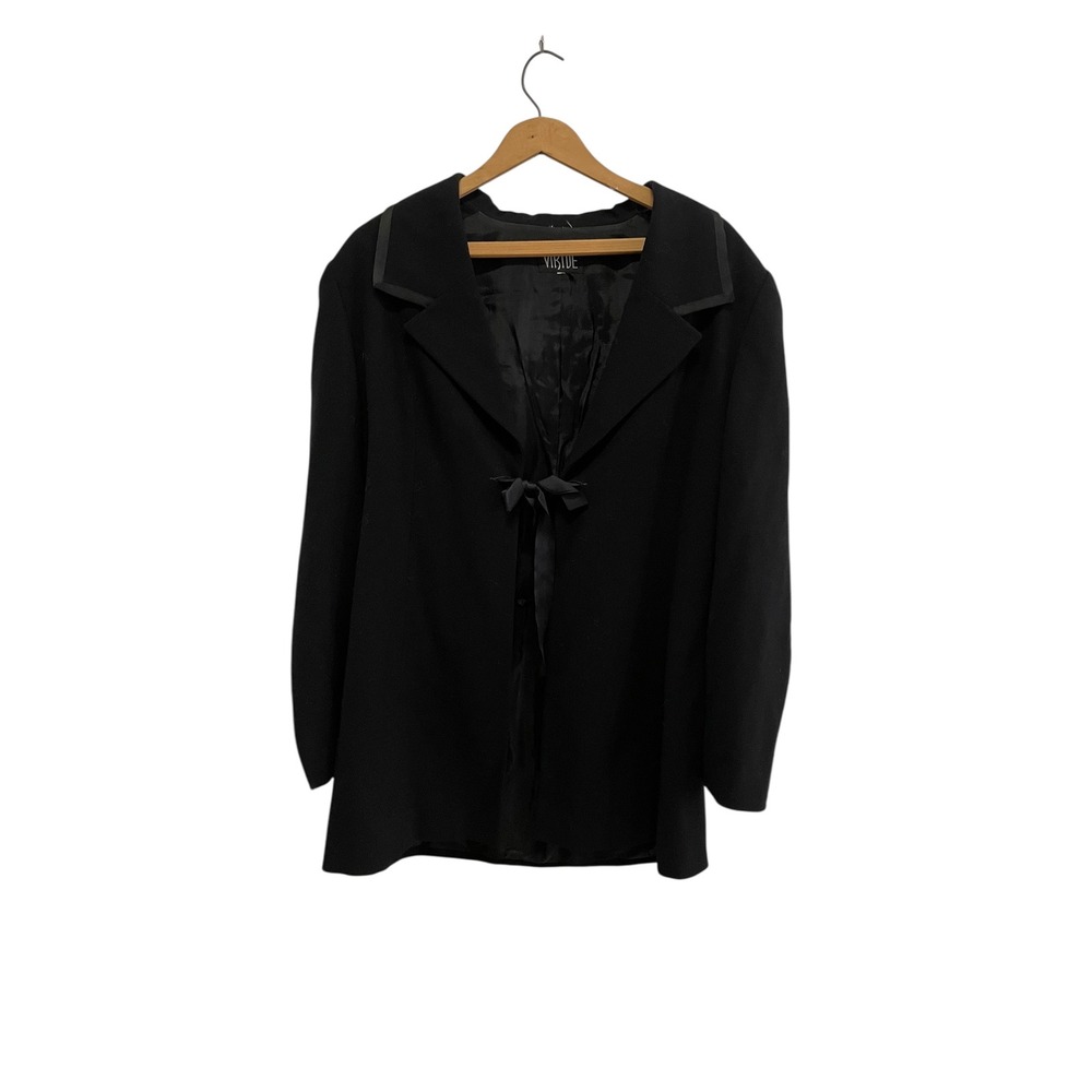 Vintage Virtue Black‎ Tie Front Blazer Jacket Career Professional Chic size 10